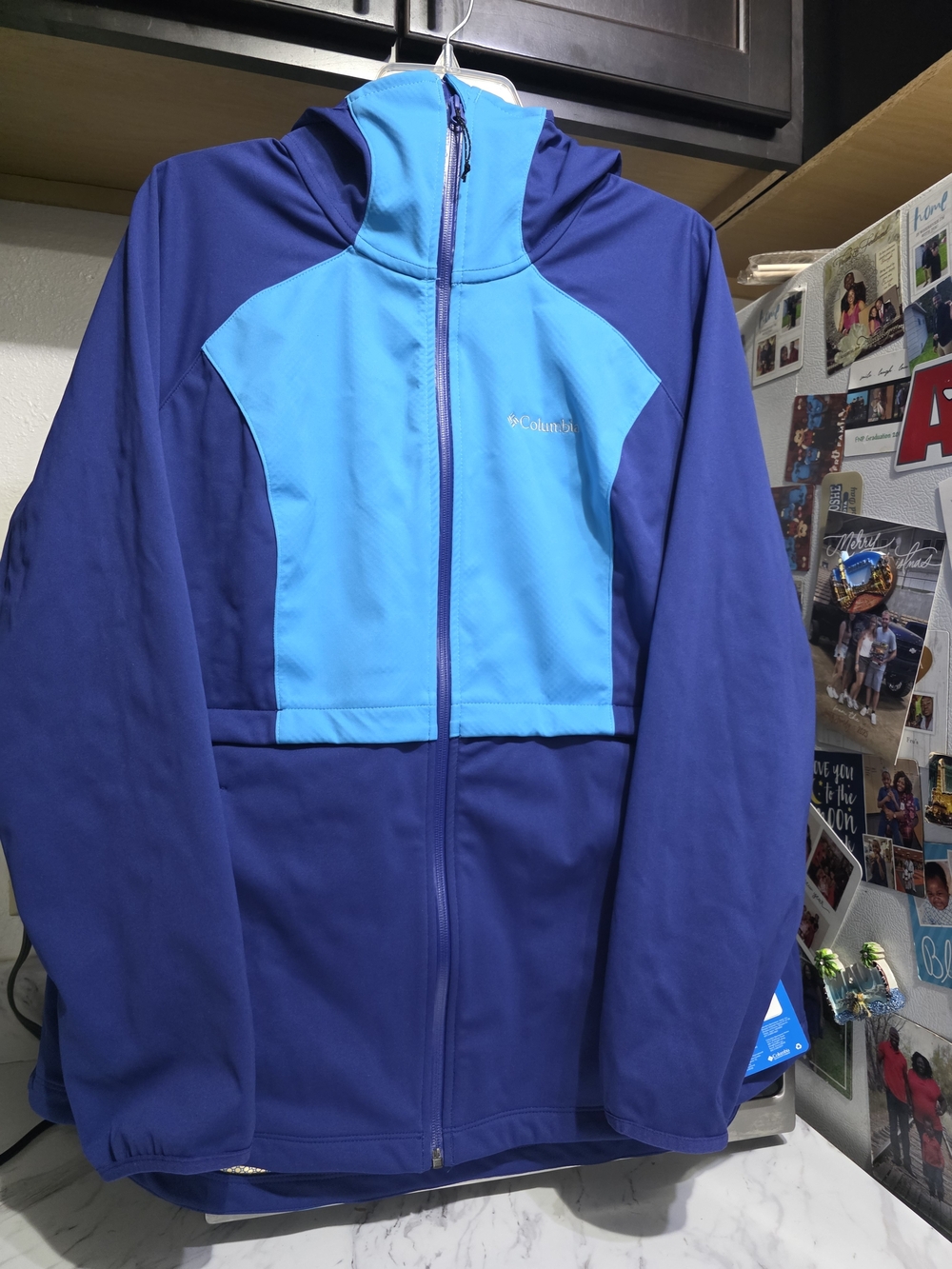 New Columbia  Softshell Blue Hooded Zip Jacket Women 1XL
